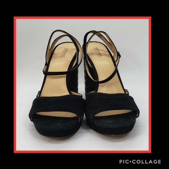Micheal Kors Black Suede Jeweled Platforms Size 9 - Picture 3 of 9